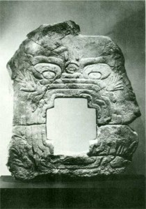 Fig.5 Relief IX, Chalcatzingo. The large mouth of a jaguar which forms the door is thought to be associated with the underworld. After Grieger 1970.